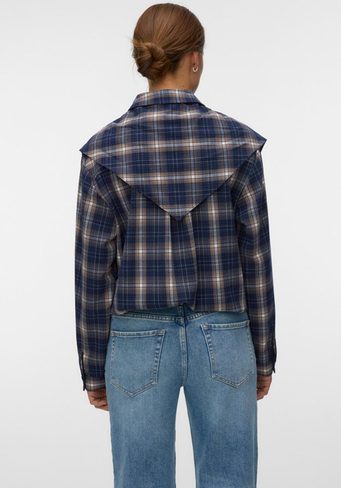 Vero Moda Tilda Check Scarf Detail Shirt, Navy
