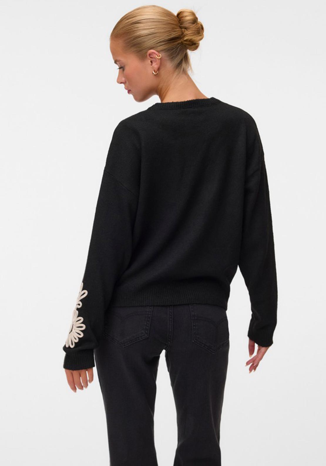 Vero Moda Lia Flower Knit Jumper, Black