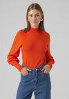 Vero Moda Holly Balloon Sleeve Sweater, Tangerine Tango