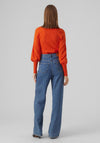 Vero Moda Holly Balloon Sleeve Sweater, Tangerine Tango