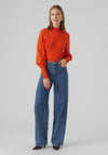 Vero Moda Holly Balloon Sleeve Sweater, Tangerine Tango