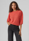Vero Moda Three Quarter Sleeve Jumper, Cayenne
