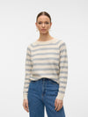 Vero Moda Doffy Long Sleeve Striped Jumper, Off-White