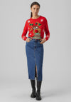 Vero Moda Frosty Deer Christmas Jumper, Chinese Red