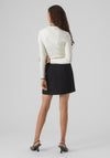 Vero Moda Flouncy Contrast Trim Knitted Sweater, Black Trim and Birch