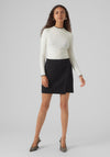 Vero Moda Flouncy Contrast Trim Knitted Sweater, Black Trim and Birch