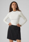 Vero Moda Flouncy Contrast Trim Knitted Sweater, Black Trim and Birch