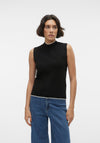 Vero Moda Flouncy Sleeveless Contrast Trim Knitted Sweater, Black