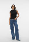 Vero Moda Flouncy Sleeveless Contrast Trim Knitted Sweater, Black