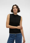 Vero Moda Flouncy Sleeveless Contrast Trim Knitted Sweater, Black