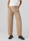 Vero Moda Bora Contrast Stitch Straight Leg Trousers, Light Brown