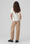 Vero Moda Bora Contrast Stitch Straight Leg Trousers, Light Brown