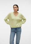 Vero Moda Elly V-Neck Knitted Sweater, Light Green
