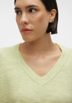 Vero Moda Elly V-Neck Knitted Sweater, Light Green