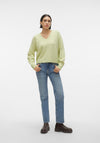 Vero Moda Elly V-Neck Knitted Sweater, Light Green