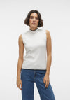 Vero Moda Flouncy Sleeveless Contrast Trim Knitted Sweater, Birch