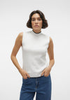 Vero Moda Flouncy Sleeveless Contrast Trim Knitted Sweater, Birch