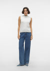 Vero Moda Flouncy Sleeveless Contrast Trim Knitted Sweater, Birch