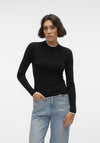 Vero Moda Flouncy Contrast Trim Knitted Sweater, Birch and Black