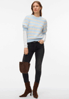 Vero Moda Doffy Short Sleeve Striped Knit Sweater, Blue and Cream