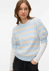 Vero Moda Doffy Short Sleeve Striped Knit Sweater, Blue and Cream