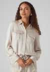 Vero Moda Mary Dana Bomber Shirt, Pumice Stone