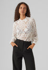 Vero Moda Gannah Semi Sheer Lace Blouse, Cloud Dancer