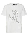 Vero Moda Line Abstract Graphic T Shirt, White