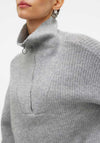 Vero Moda Pernilla Zip Neck Oversized Jumper, Grey