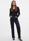 Vero Moda Alva Shirred Button Top, Black
