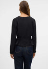 Vero Moda Alva Shirred Button Top, Black