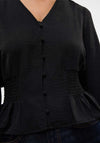 Vero Moda Alva Shirred Button Top, Black