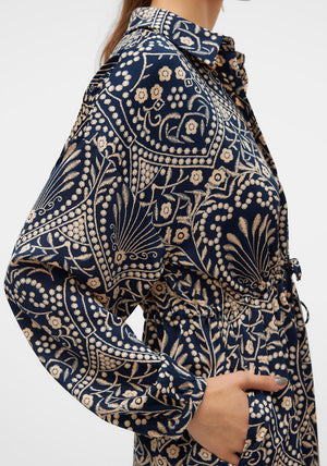 Vero Moda Vilja Floral Print Shirt Dress, Navy
