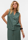 Vero Moda Mymilo Sleeveless Linen Blend Shirt, Green