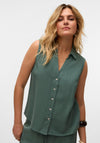 Vero Moda Mymilo Sleeveless Linen Blend Shirt, Green
