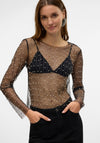 Vero Moda Berry Embellished Sheer Mesh Top, Black