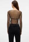 Vero Moda Berry Embellished Sheer Mesh Top, Black