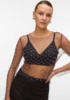 Vero Moda Berry Embellished Sheer Mesh Top, Wine