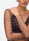 Vero Moda Berry Embellished Sheer Mesh Top, Wine