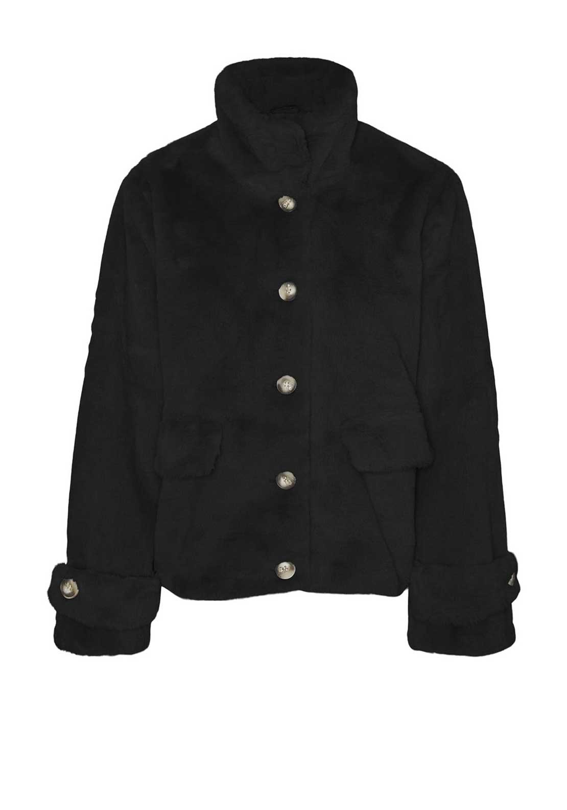 Vero Moda Sonjaeva Faux Fur Short Jacket, Black