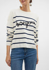 Vero Moda Maria Bonjour Striped Jumper, Cream and Navy