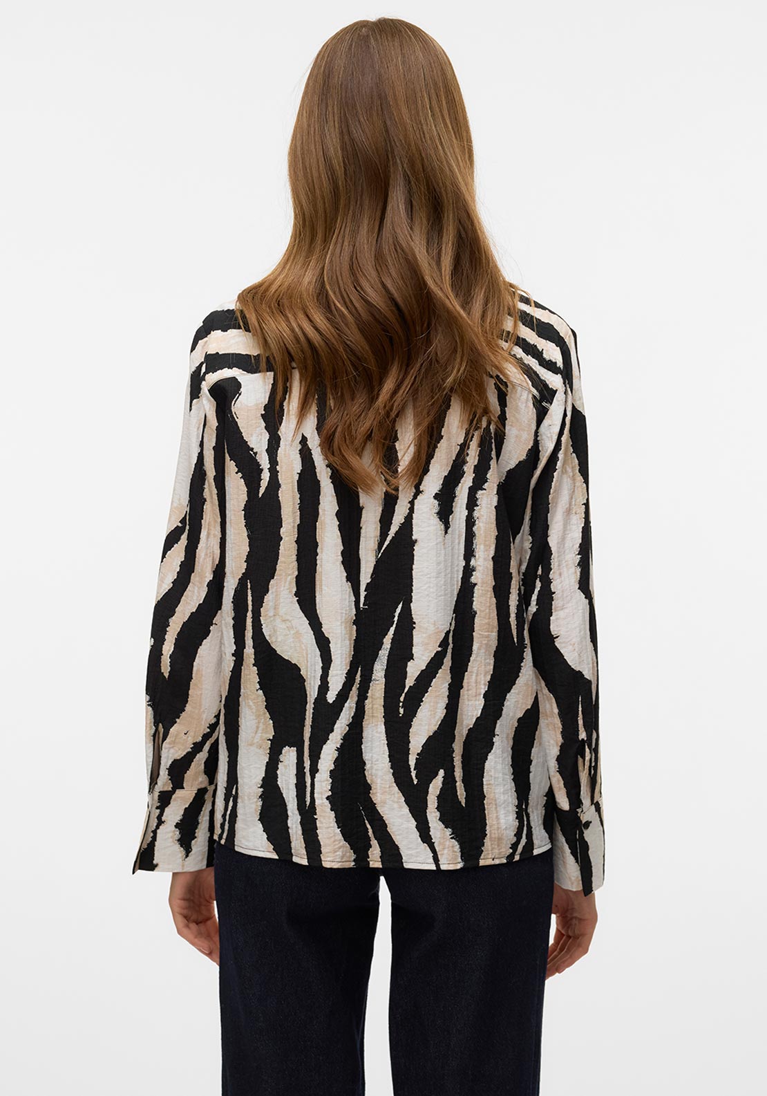Vero Moda Sara Animal Print Shirt, Black and Beige