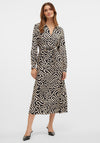 Vero Moda Vigdis Abstract Midi Dress, Black