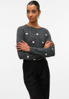 Vero Moda Doffy Heart Knit Jumper, Grey