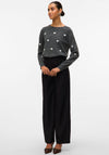 Vero Moda Doffy Heart Knit Jumper, Grey
