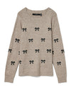 Vero Moda Doffy Bow Knit Jumper, Beige