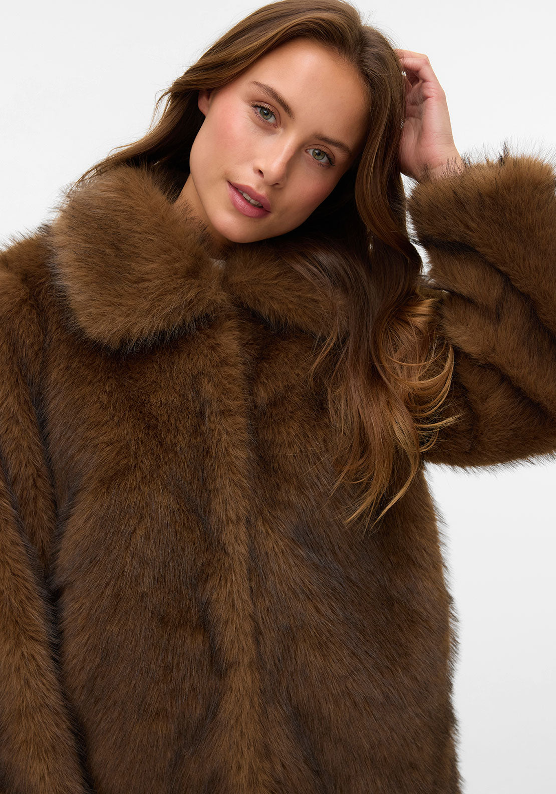 Vero Moda Gloria Faux Fur Jacket, Brown