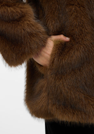 Vero Moda Gloria Faux Fur Jacket, Brown