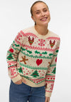 Vero Moda Round Neck Pull Over Christmas Jumper, Birch