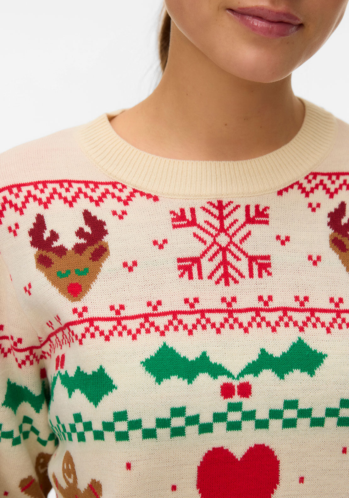 Vero Moda Round Neck Pull Over Christmas Jumper, Birch